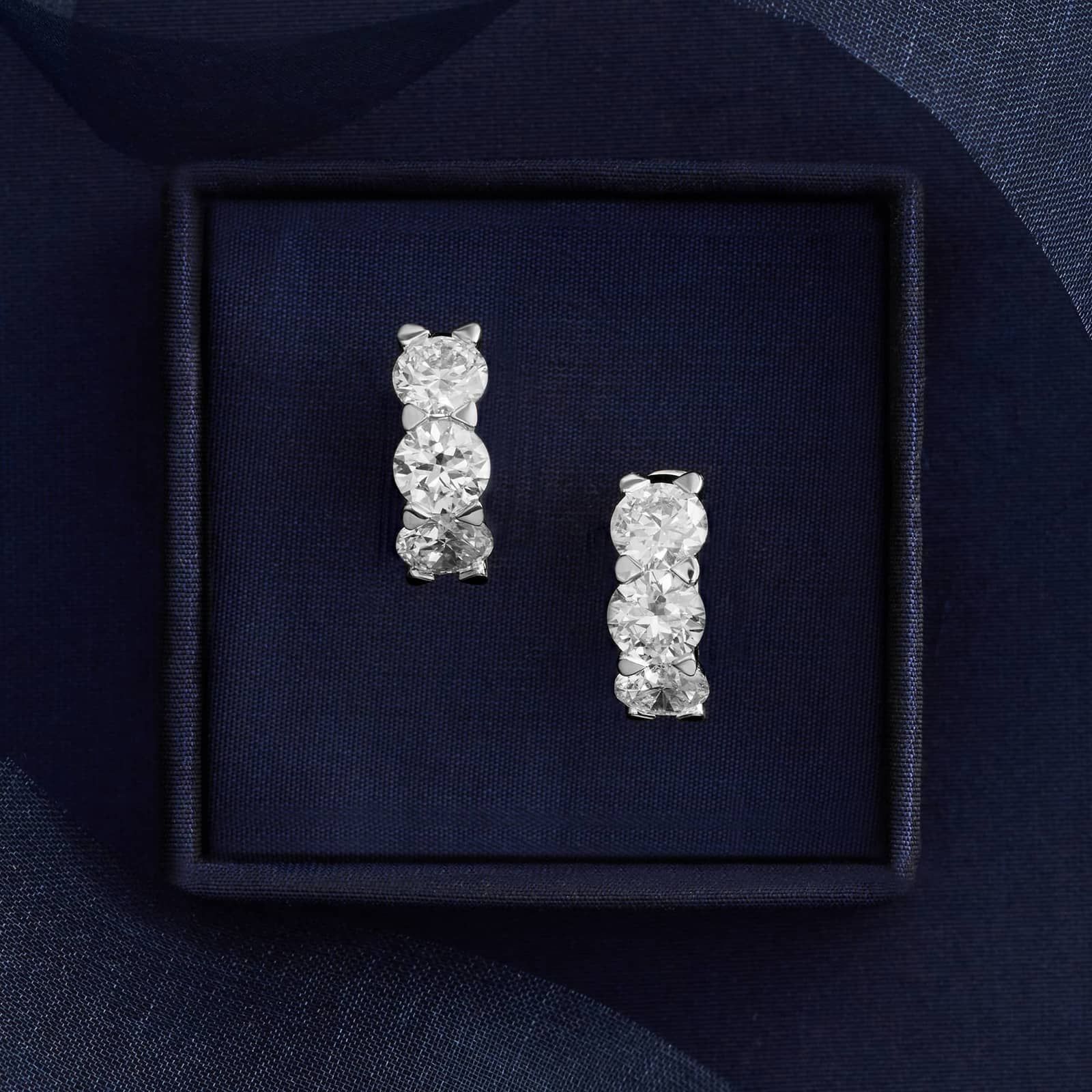 Three-Stone Lab-Grown Diamond Huggies 14K White Gold (3 1/2 ct. tw.)