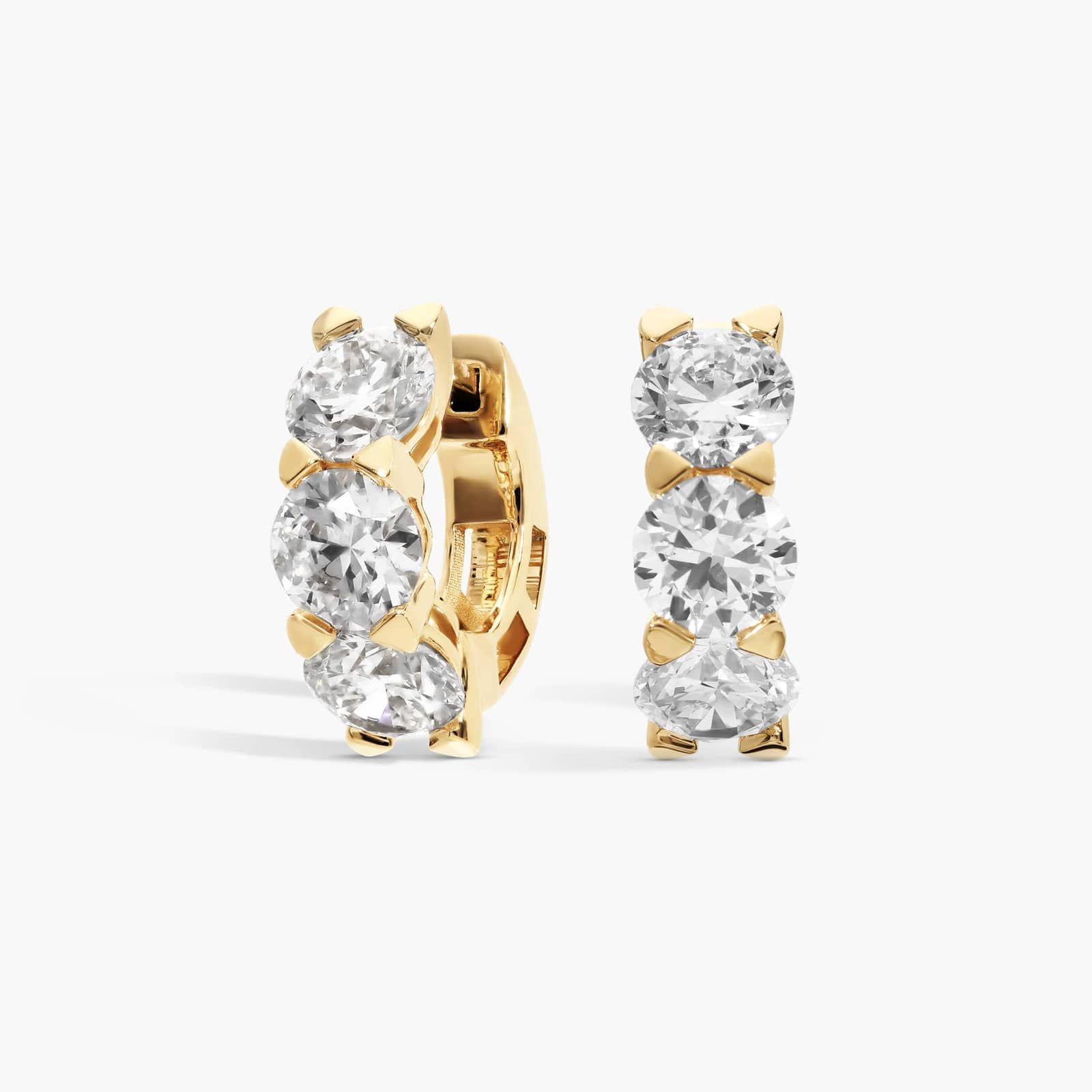 Three-Stone Lab-Grown Diamond Huggies 14K Yellow Gold (3 1/2 ct. tw.)