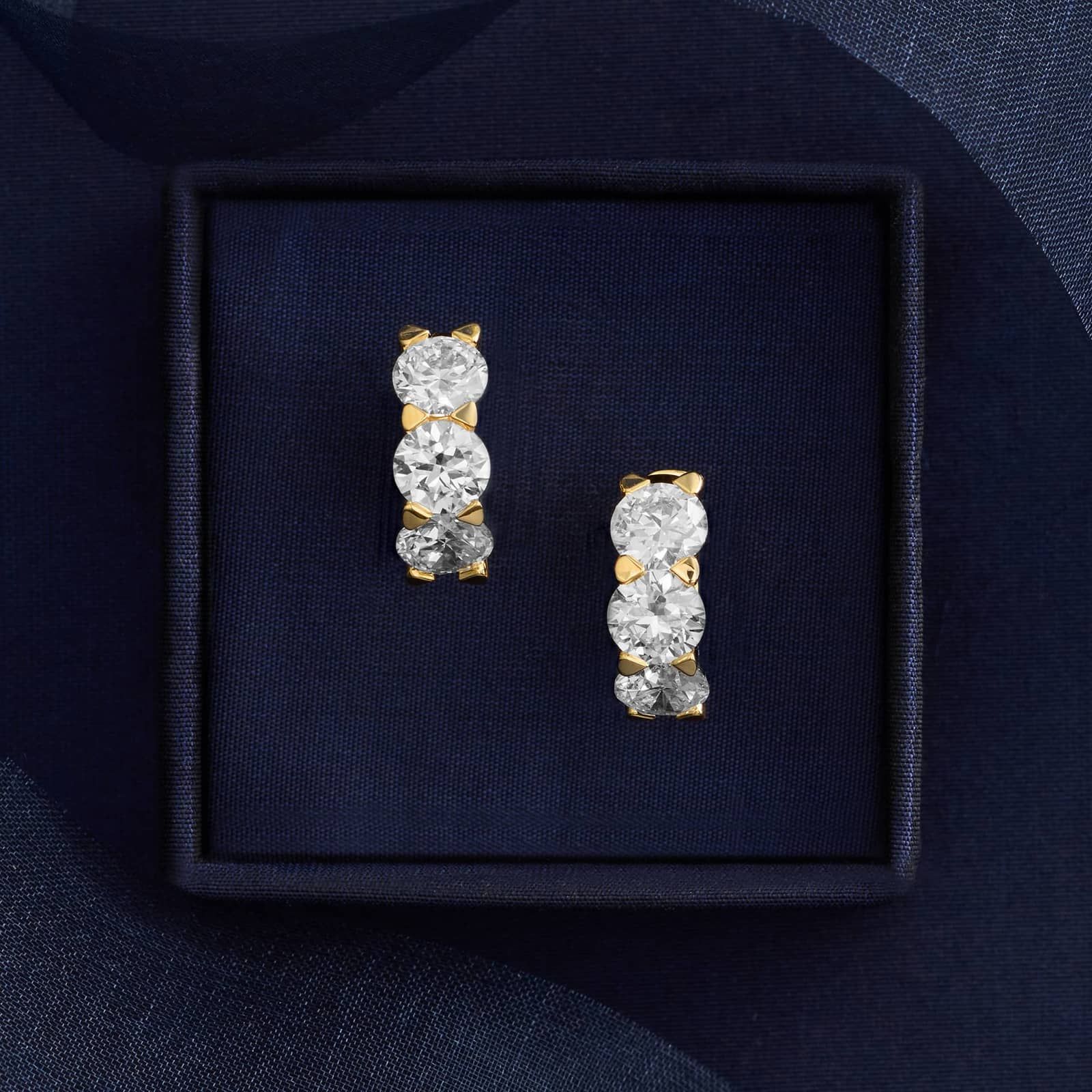 Three-Stone Lab-Grown Diamond Huggies 14K Yellow Gold (3 1/2 ct. tw.)