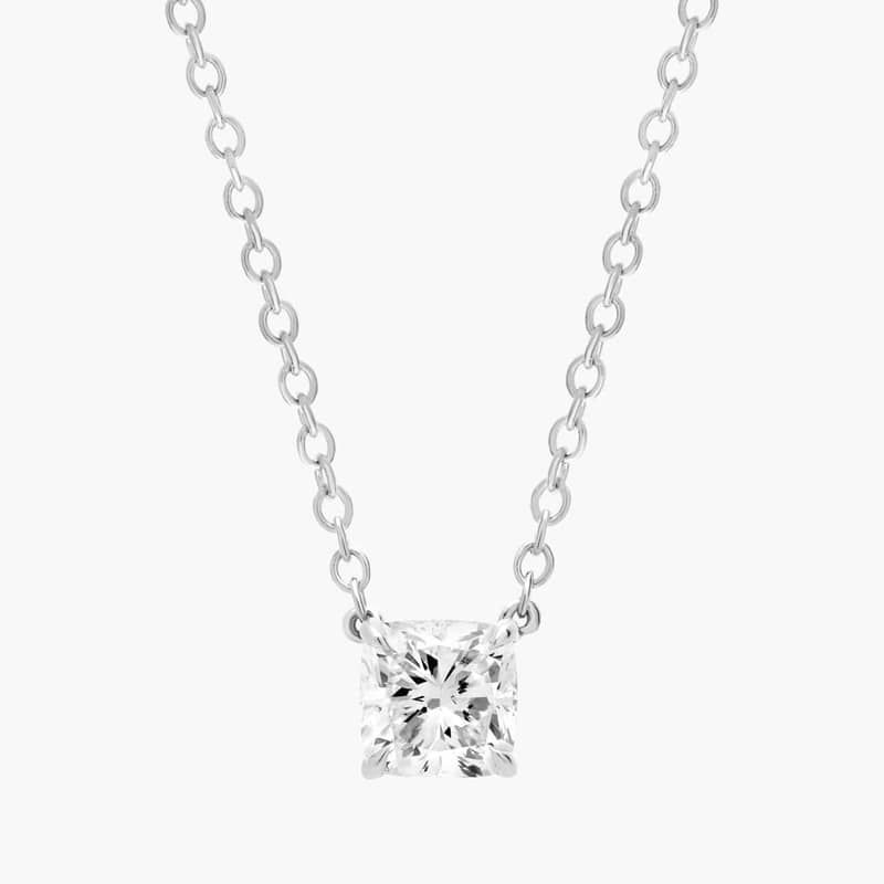 Lab Grown Diamond Cushion Cut Solitaire Pendant in 14k White Gold (1/2 Ct. tw. - F-G / VS2-SI1)