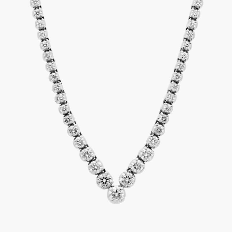 18 " Chevron Diamond Eternity Necklace In Platinum (5 Ct. tw. - H-I / SI1-SI2)