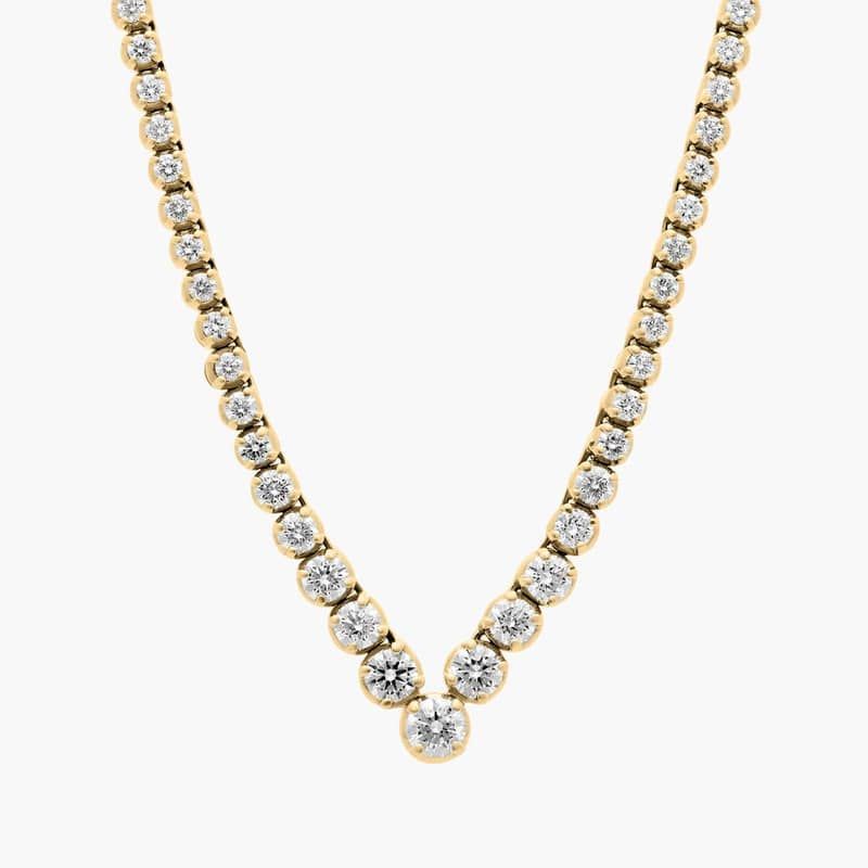 18 " Chevron Lab Grown Diamond Eternity Necklace In 14K Yellow Gold (5 Ct. tw. - F-G / VS2-SI1)