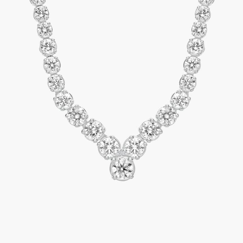 18 " Chevron Lab Grown Diamond Eternity Necklace In 14K White Gold (7 Ct. tw. - F-G / VS2-SI1)