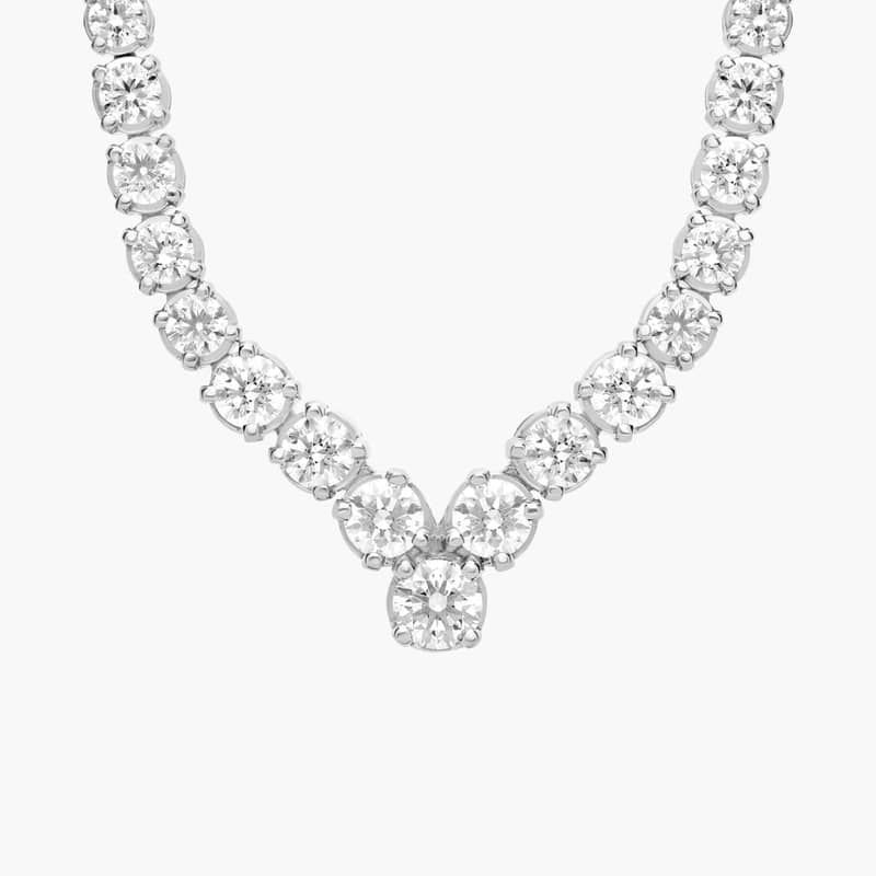 18 " Chevron Lab Grown Diamond Eternity Necklace In 14K White Gold (15 Ct. tw. - F-G / VS2-SI1)