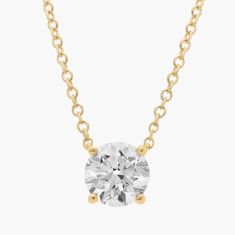 Four Prong Basket Solitaire Lab Grown Diamond Pendant  In 14K Yellow Gold (1 1/2 Ct. tw. - F-G / VS2-SI1)