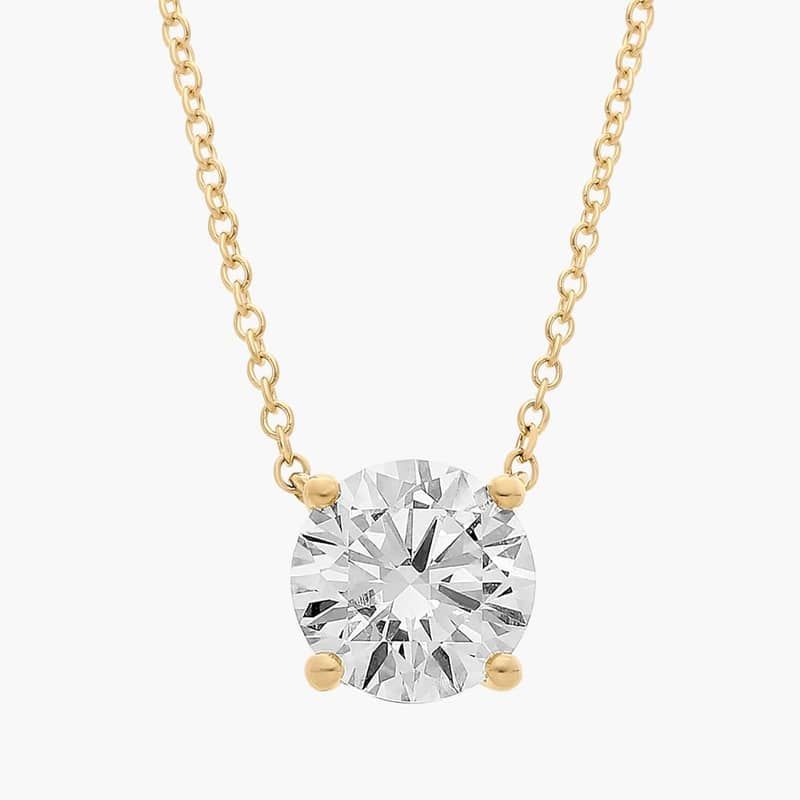 Four Prong Basket Solitaire Lab Grown Diamond Pendant  In 14K Yellow Gold (2 Ct. tw. - F-G / VS2-SI1)