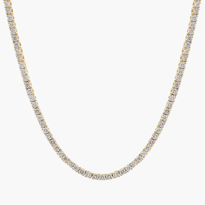 16 " Straight Lab-Grown Diamond Tennis Necklace In 14K Yellow Gold (7 Ct. tw. - F-G / VS2-SI1)