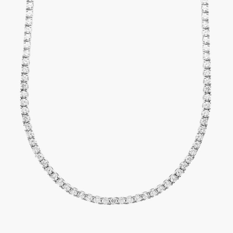 16 " Straight Lab-Grown Diamond Tennis Necklace In 14K White Gold (10 Ct. tw. - F-G / VS2-SI1)