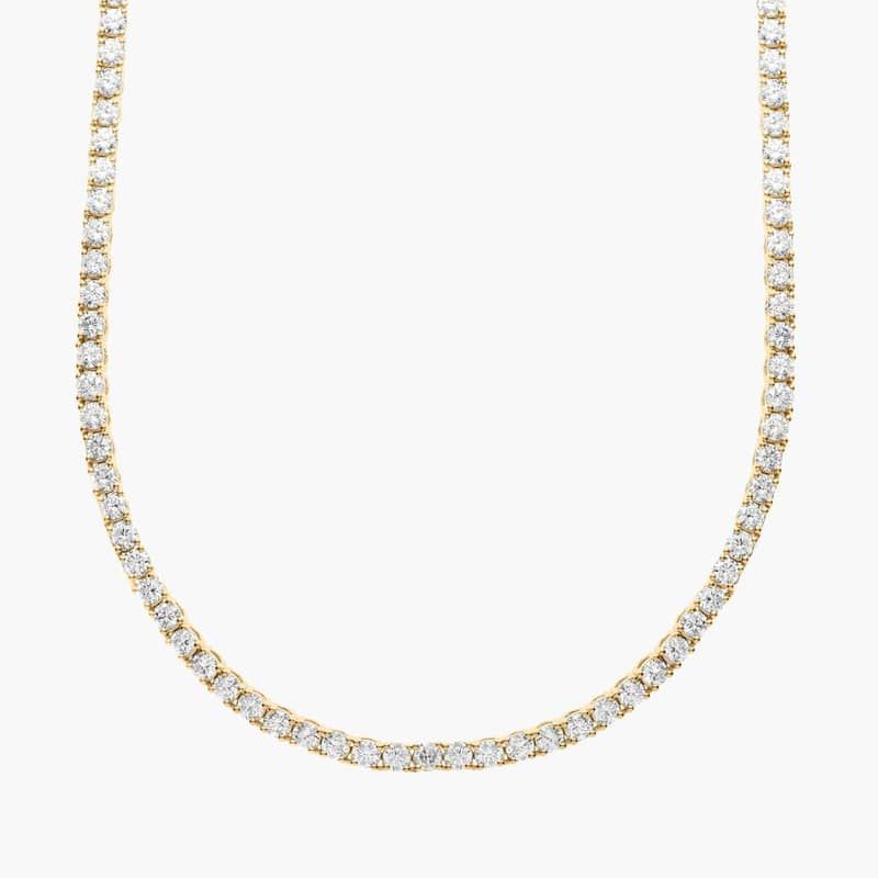 16 " Straight Lab-Grown Diamond Tennis Necklace In 14K Yellow Gold (10 Ct. tw. - F-G / VS2-SI1)
