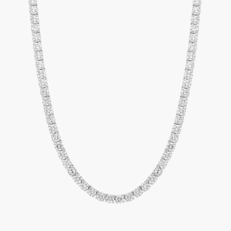 16 " Straight Lab-Grown Diamond Tennis Necklace In 14K White Gold (12 Ct. tw. - F-G / VS2-SI1)