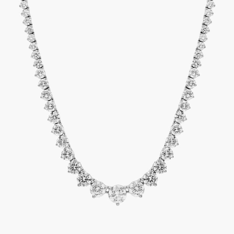 18 " Graduated Diamond Eternity Necklace In 14K White Gold (10 Ct. tw. - H-I / SI1-SI2)