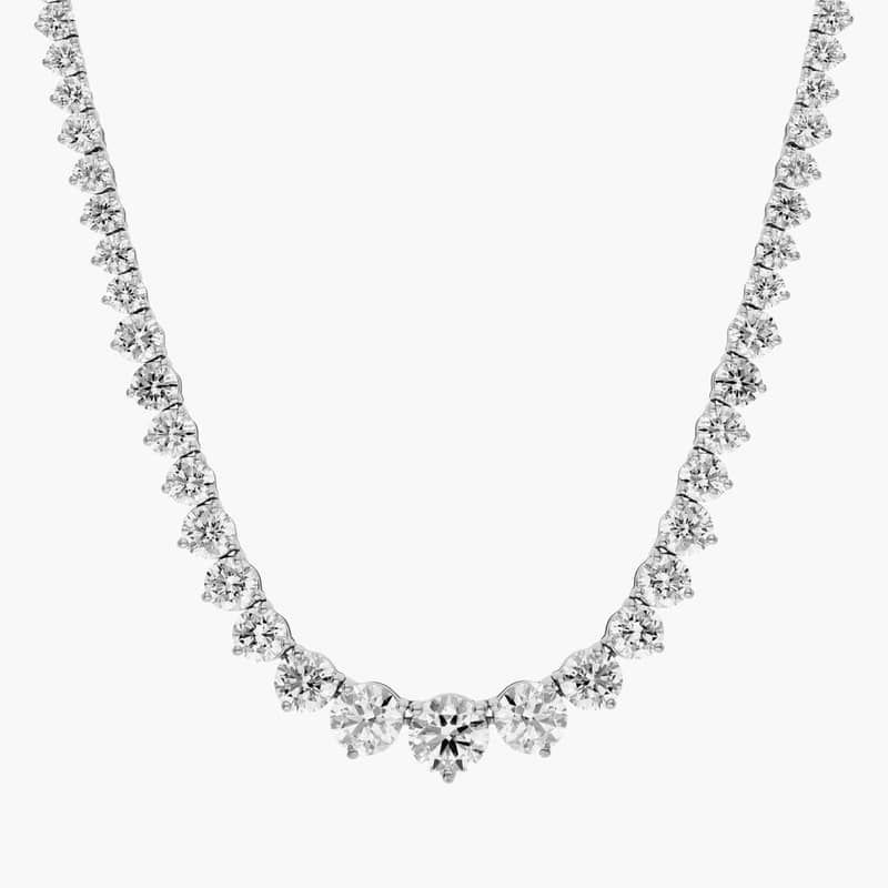 18 " Graduated Lab Grown Diamond Eternity Necklace In 14K White Gold (15 Ct. tw. - F-G / VS2-SI1)