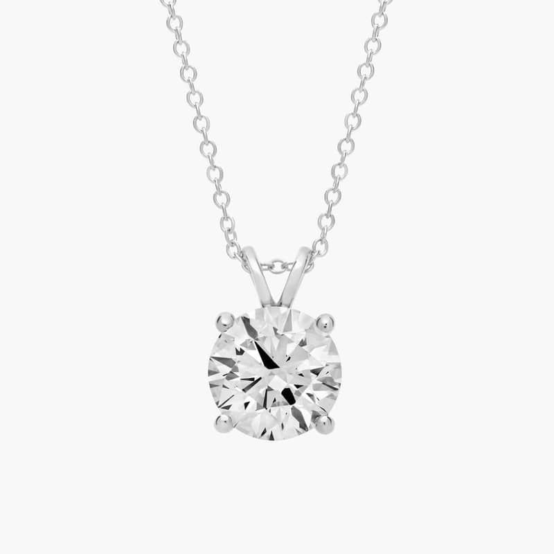 Double-Bail Lab-Grown Diamond Solitaire Pendant In 14K White Gold (3 Ct. tw. - F-G / VS2-SI1)