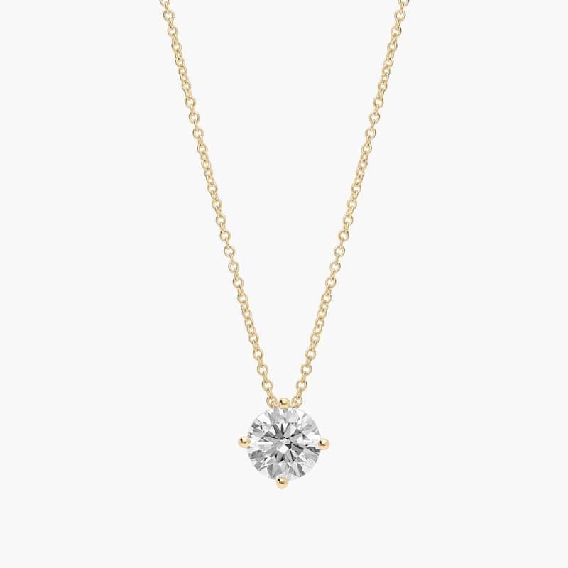 Kite Set Solitaire Lab Grown Diamond Pendant In 14K Yellow Gold (2 Ct. tw. - F-G / VS2-SI1)