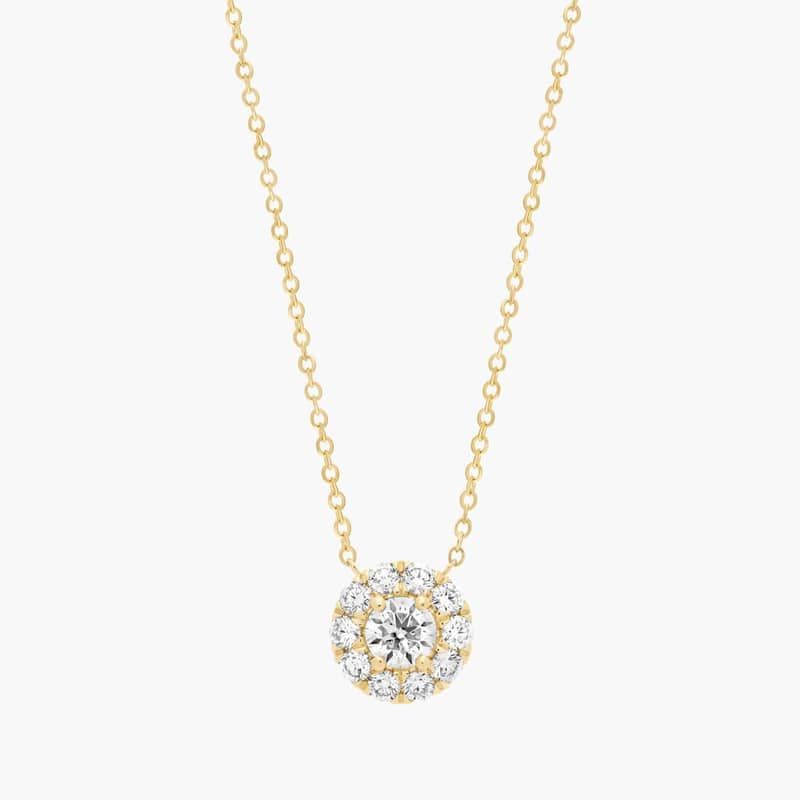 Halo Diamond Pendant In 14K Yellow Gold (1/2 Ct. tw. - H-I / SI1-SI2)