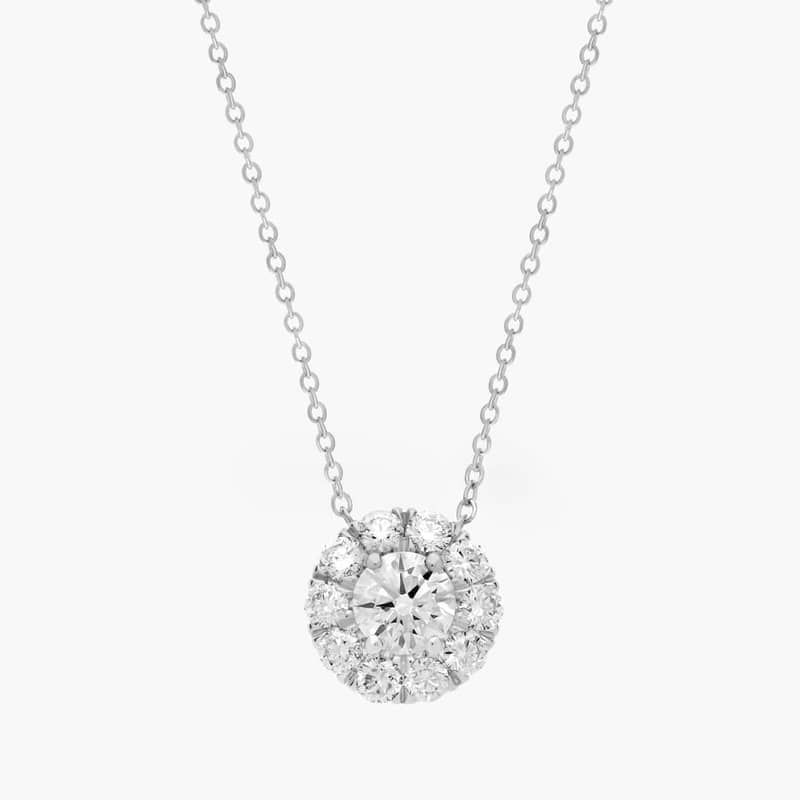Halo Diamond Pendant In Platinum (1 Ct. tw. - H-I / SI1-SI2)