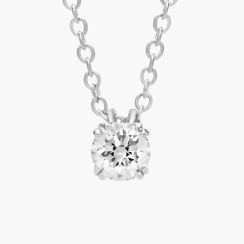 Double Prong Lab-Grown Diamond Pendant In 14K White Gold (1/4 Ct. tw. - F-G / VS2-SI1)