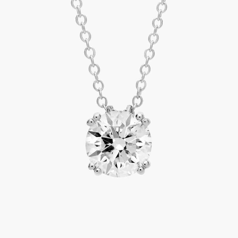 Double Prong Lab-Grown Diamond Pendant In 14K White Gold (1 1/2 Ct. tw. - F-G / VS2-SI1)