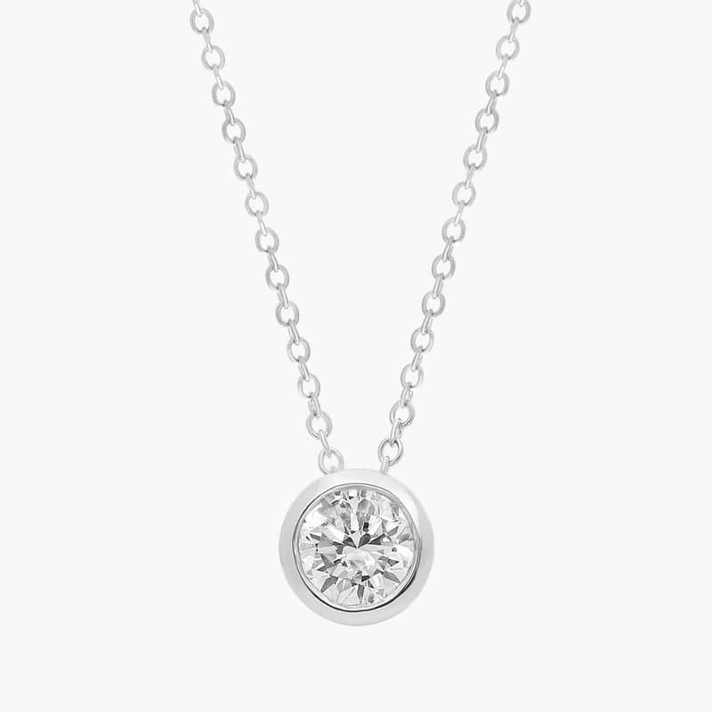 Bezel Diamond Pendant In 14K White Gold (3/4 Ct. tw. - H-I / SI1-SI2)