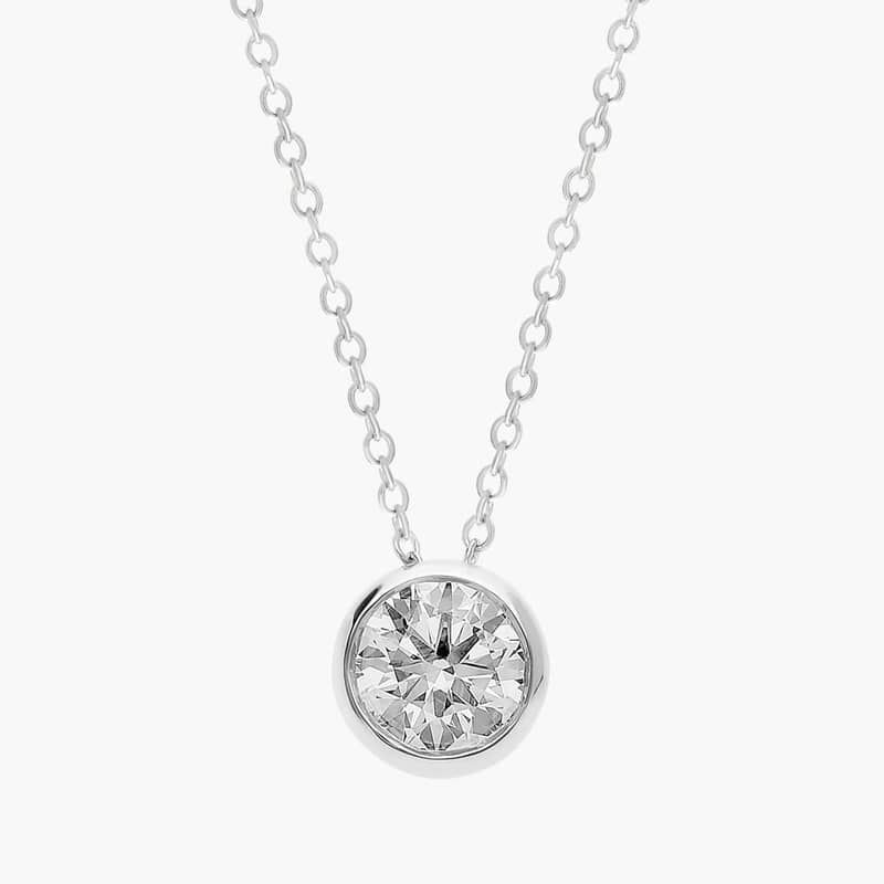 Bezel Lab-Grown Diamond Pendant In 14K White Gold (1 Ct. tw. - F-G / VS2-SI1)