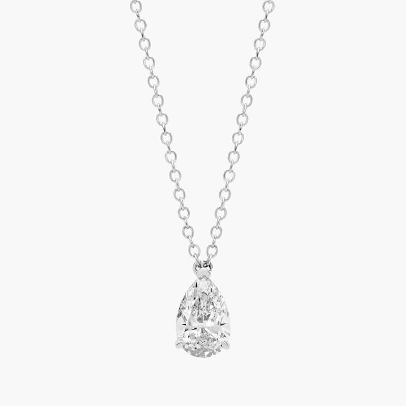 Point Up Pear Cut Diamond Solitaire Pendant In 14K White Gold (3/4 Ct. tw. - H-I / SI1-SI2)
