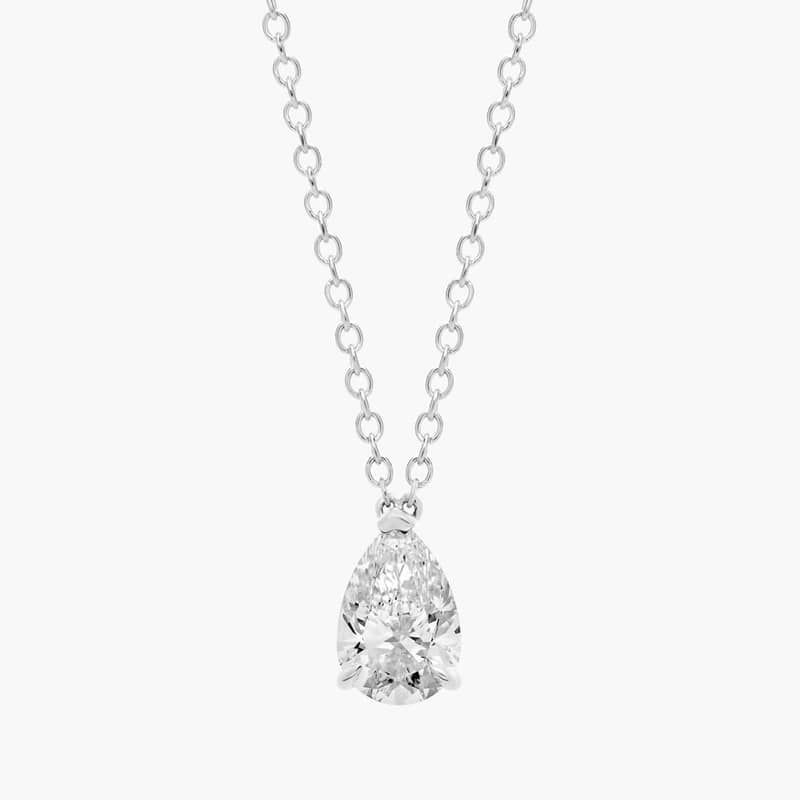 Point Up Pear Cut Diamond Solitaire Pendant In 14K White Gold (1 Ct. tw. - H-I / SI1-SI2)