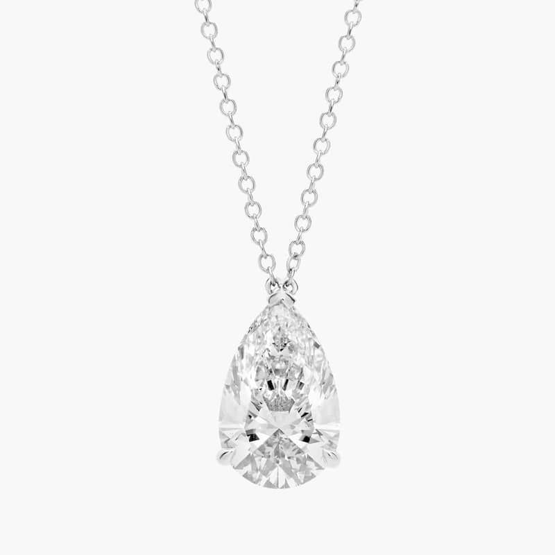 Point Up Pear Cut Lab-Grown Diamond Solitaire Pendant In 14K White Gold (3 Ct. tw. - F-G / VS2-SI1)