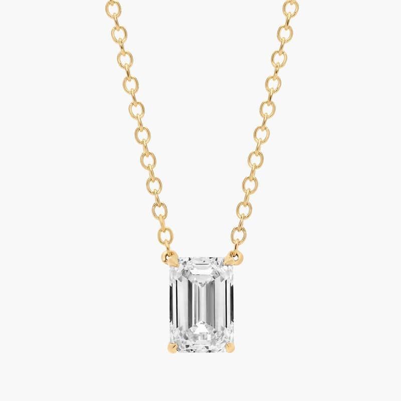 Emerald Cut Cut Diamond Solitaire Pendant In 14K Yellow Gold (1 Ct. tw. - H-I / SI1-SI2)