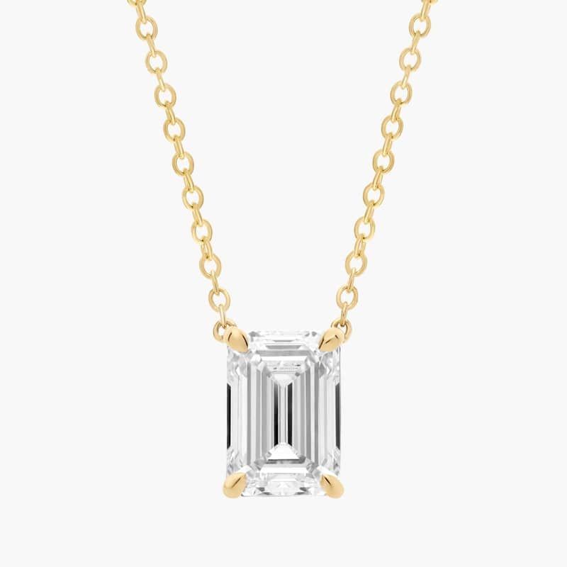 Emerald Cut Lab-Grown Diamond Solitaire Pendant In 14K Yellow Gold (2 Ct. tw. - F-G / VS2-SI1)