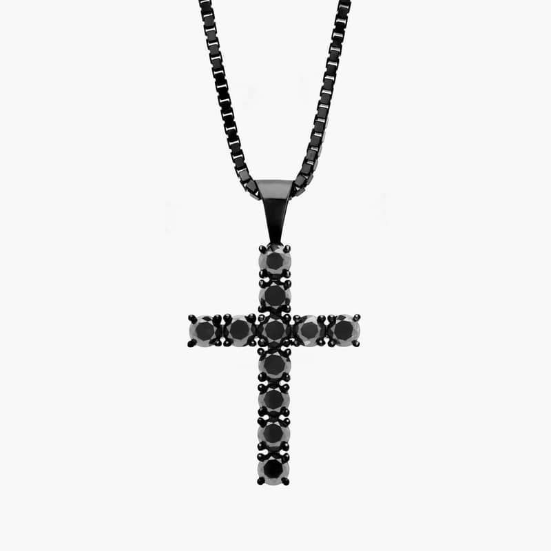 Platinum 4ct Diamond selling Mens Cross Chain Necklace Pendant Jewelry Cuban Style 4 ct