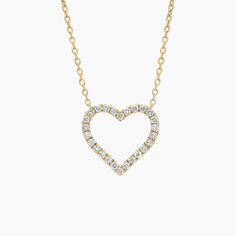 Riviera Pavé Heart Pendant Necklace in 14k Yellow Gold (1/4 Ct. Tw.)