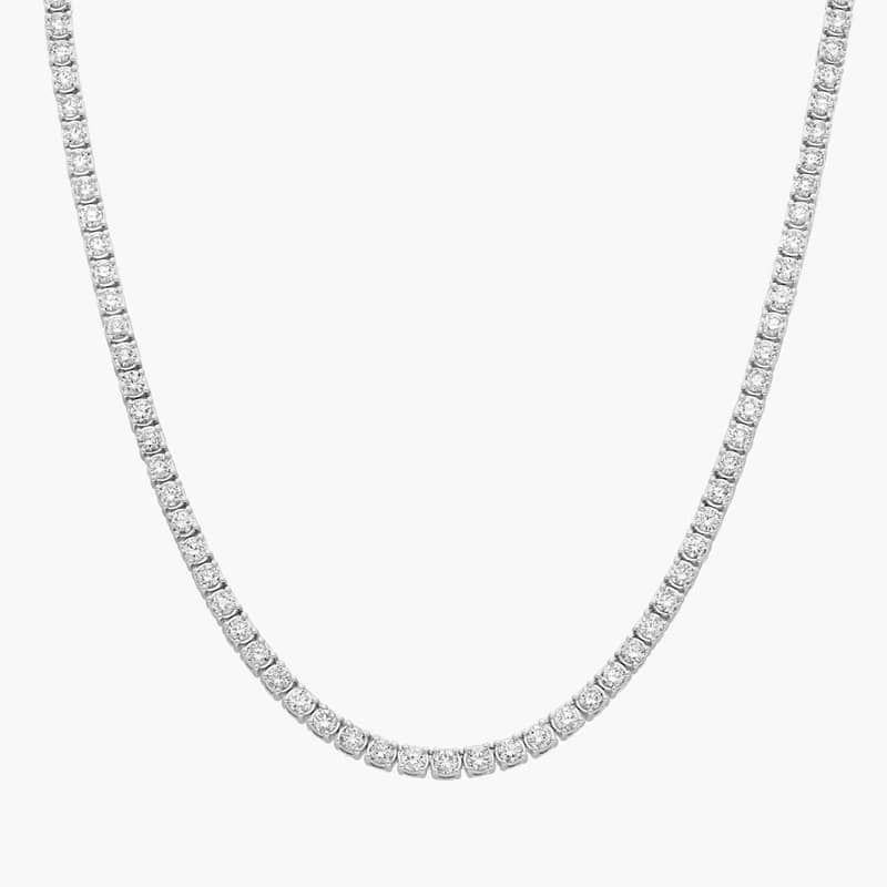 22 " Straight Lab-Grown Diamond Tennis Necklace In 14K White Gold (12 Ct. tw. - F-G / VS2-SI1)