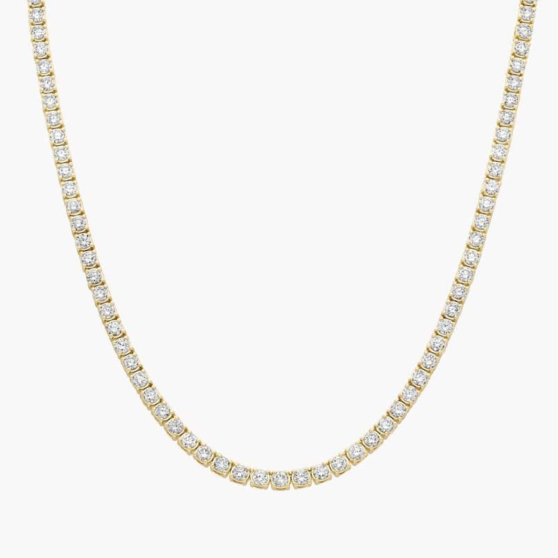 22 " Straight Lab-Grown Diamond Tennis Necklace In 14K Yellow Gold (12 Ct. tw. - F-G / VS2-SI1)