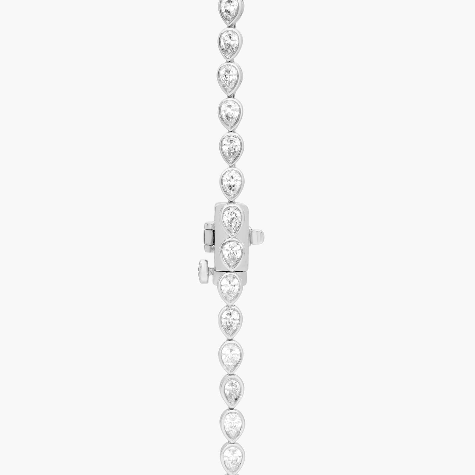 East-West Bezel Tennis Necklace With 7 CTW Pear Shaped Lab-Grown Diamonds in 14K White Gold