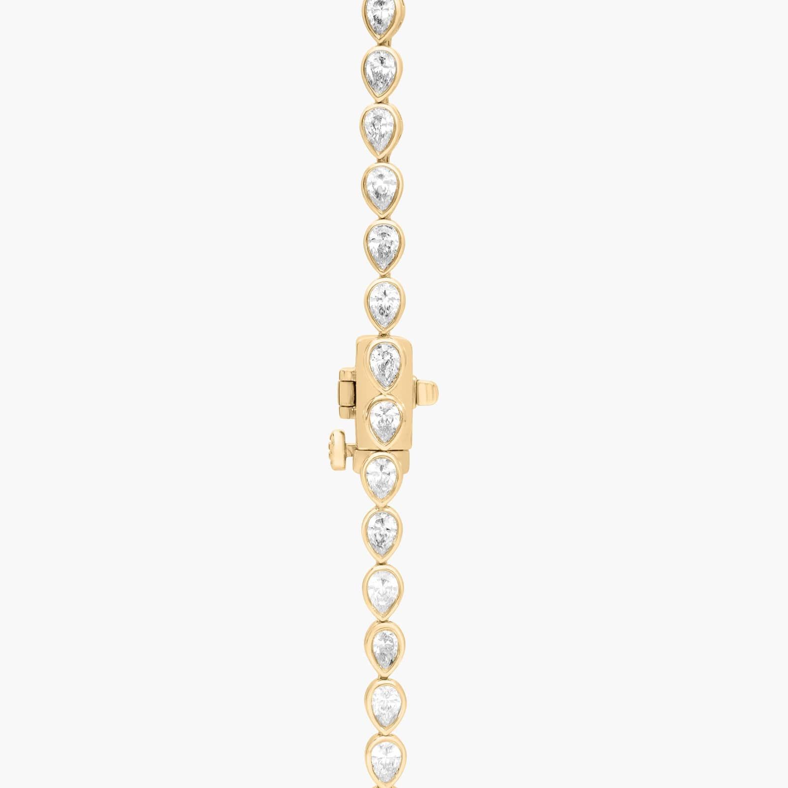East-West Bezel Tennis Necklace With 7 CTW Pear Shaped Lab-Grown Diamonds in 14K Yellow Gold