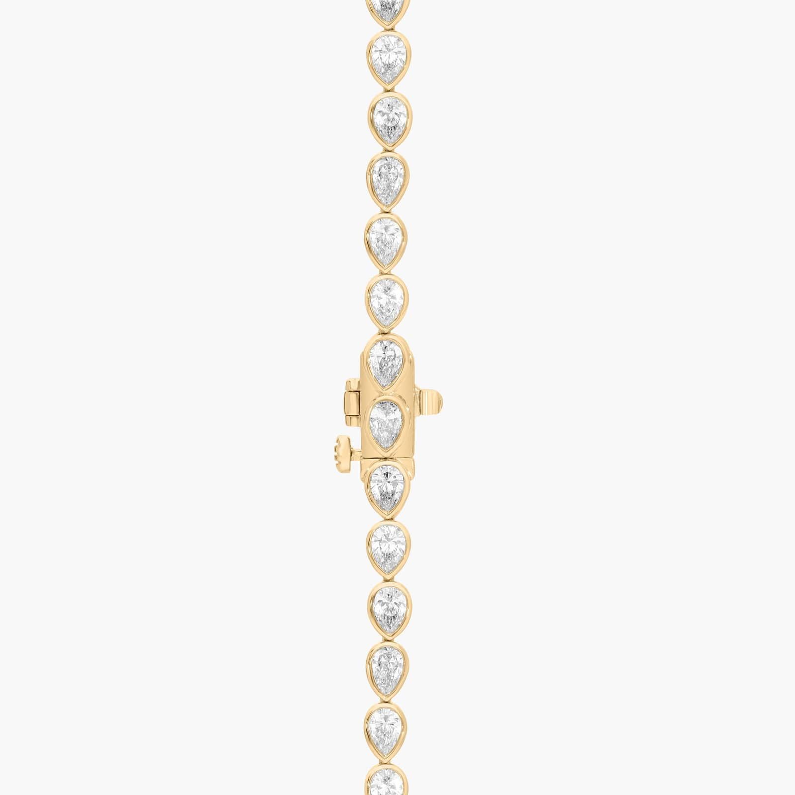 East-West Bezel Tennis Necklace With 10 CTW Pear Shaped Lab-Grown Diamonds in 14K Yellow Gold