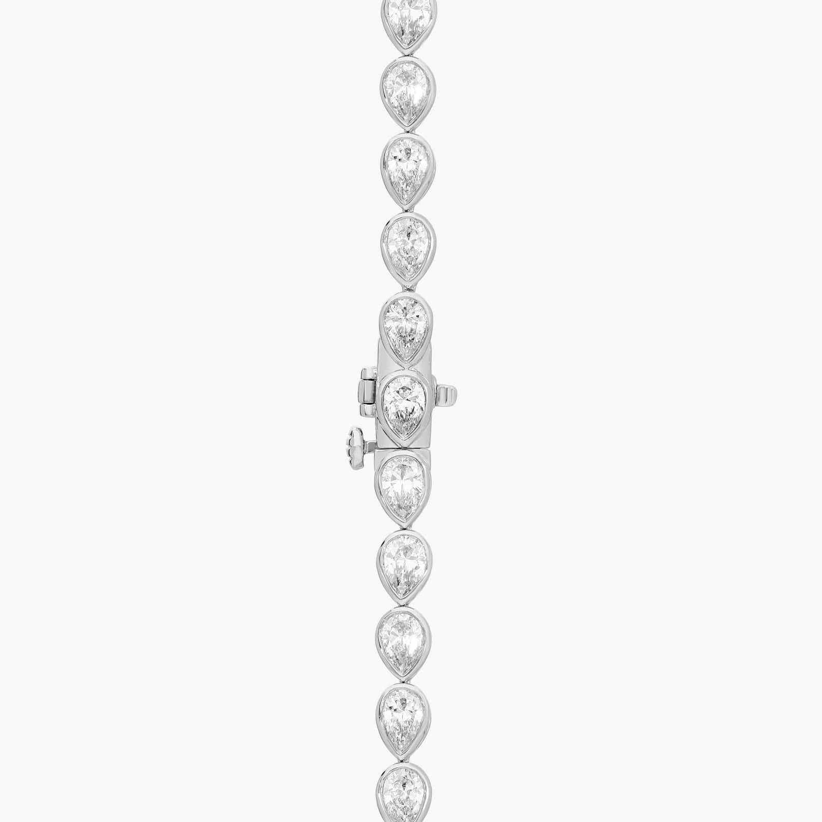 East-West Bezel Tennis Necklace With 15 CTW Pear Shaped Lab-Grown Diamonds in 14K White Gold