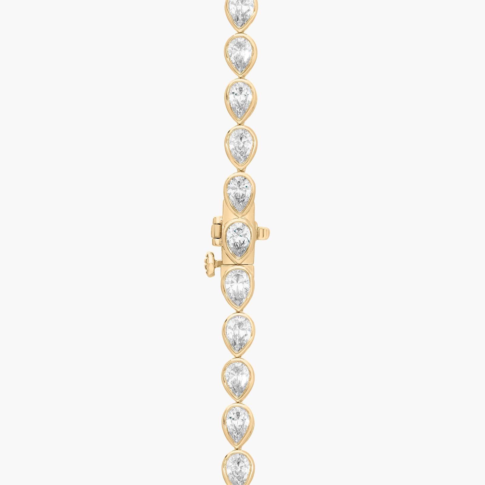 East-West Bezel Tennis Necklace With 15 CTW Pear Shaped Lab-Grown Diamonds in 14K Yellow Gold
