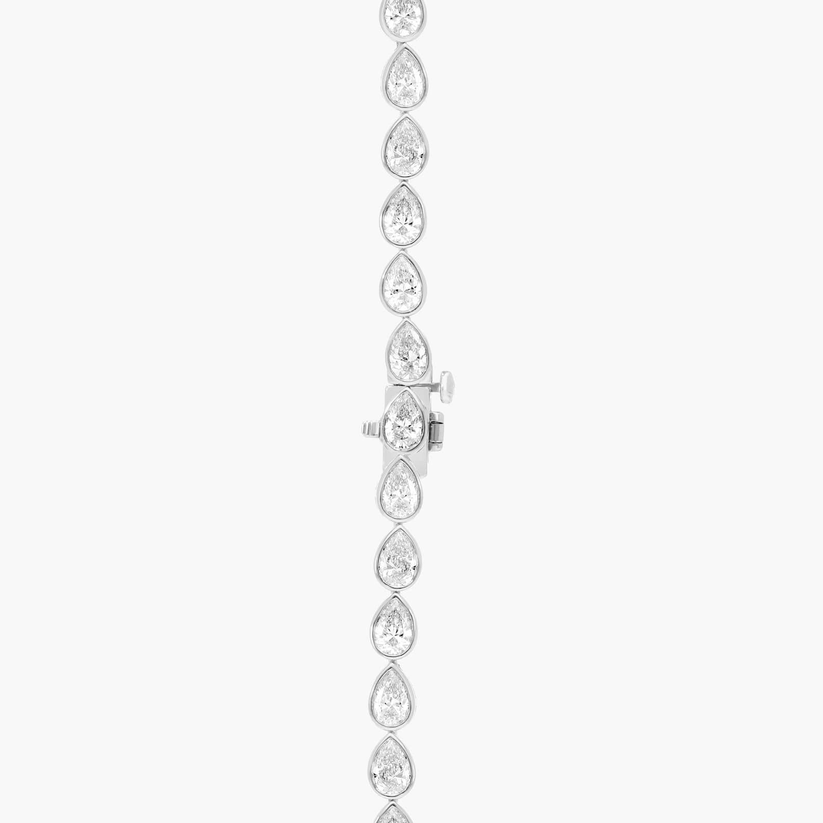 East-West Bezel Tennis Necklace With 20 CTW Pear Shaped Lab-Grown Diamonds in 14K White Gold