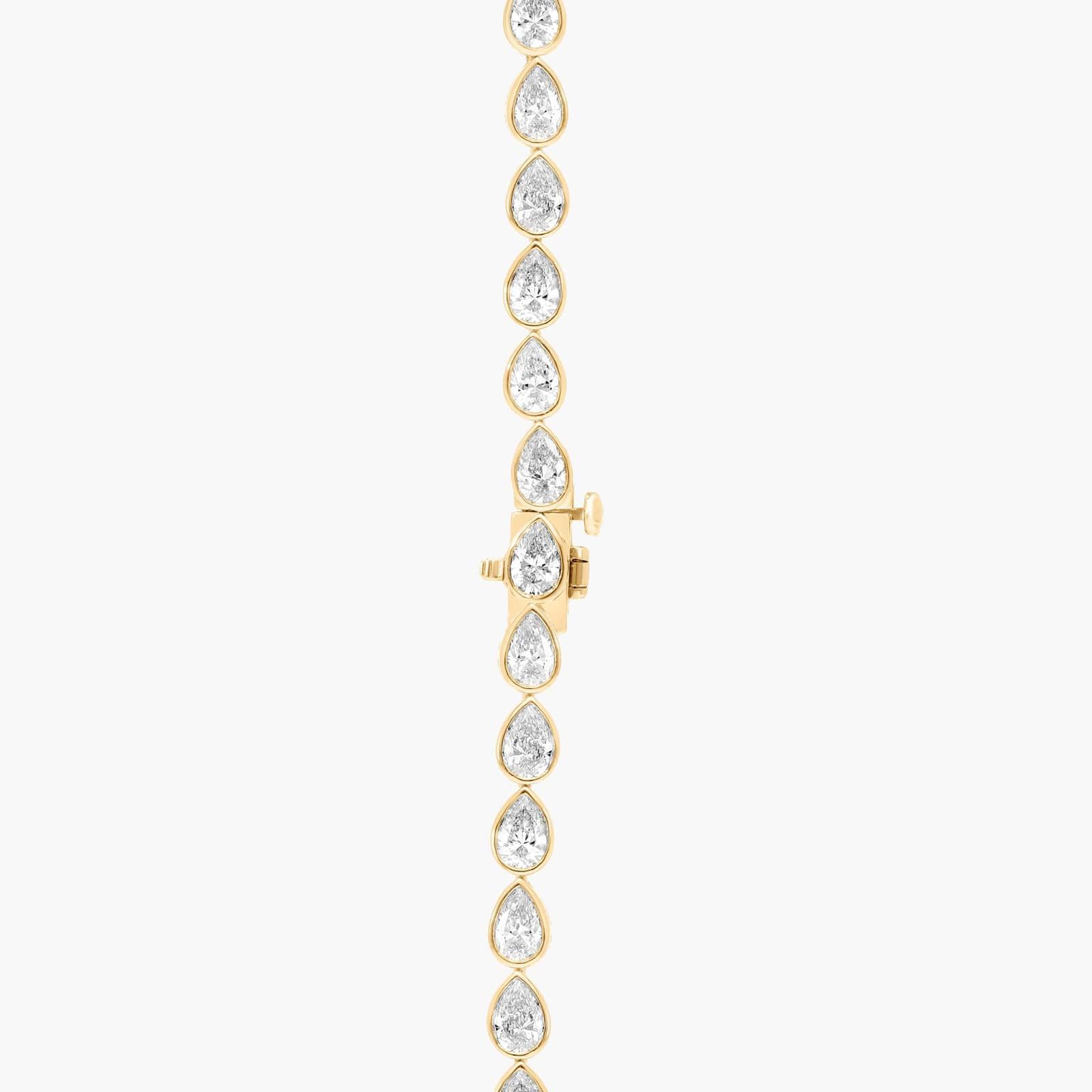 East-West Bezel Tennis Necklace With 20 CTW Pear Shaped Lab-Grown Diamonds in 14K Yellow Gold
