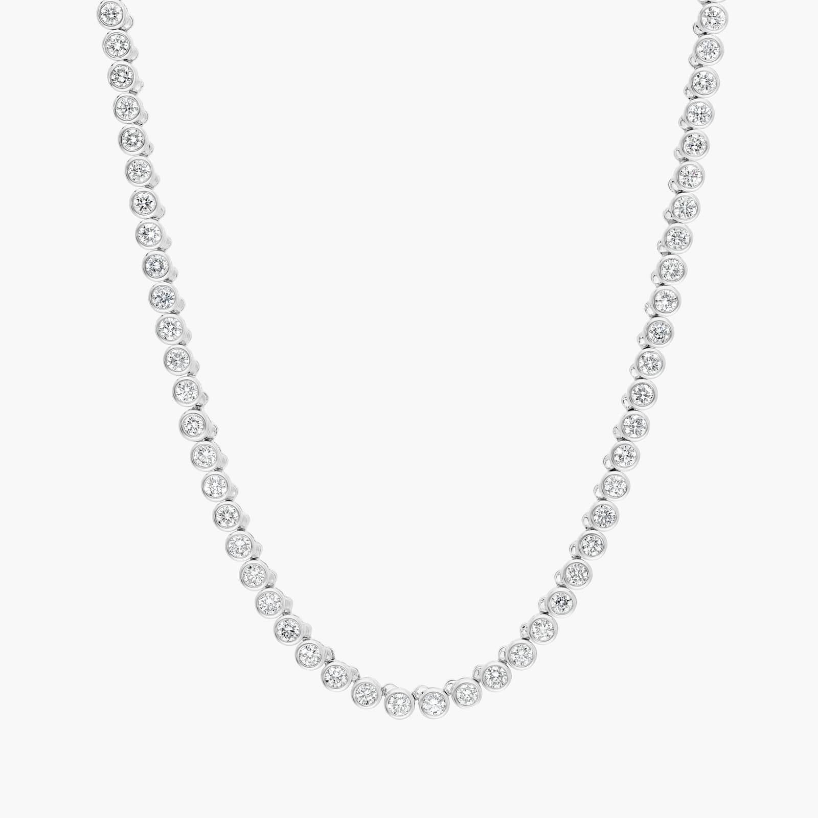 Bezel Tennis Necklace With 5 CTW Round Diamonds in 14K White Gold
