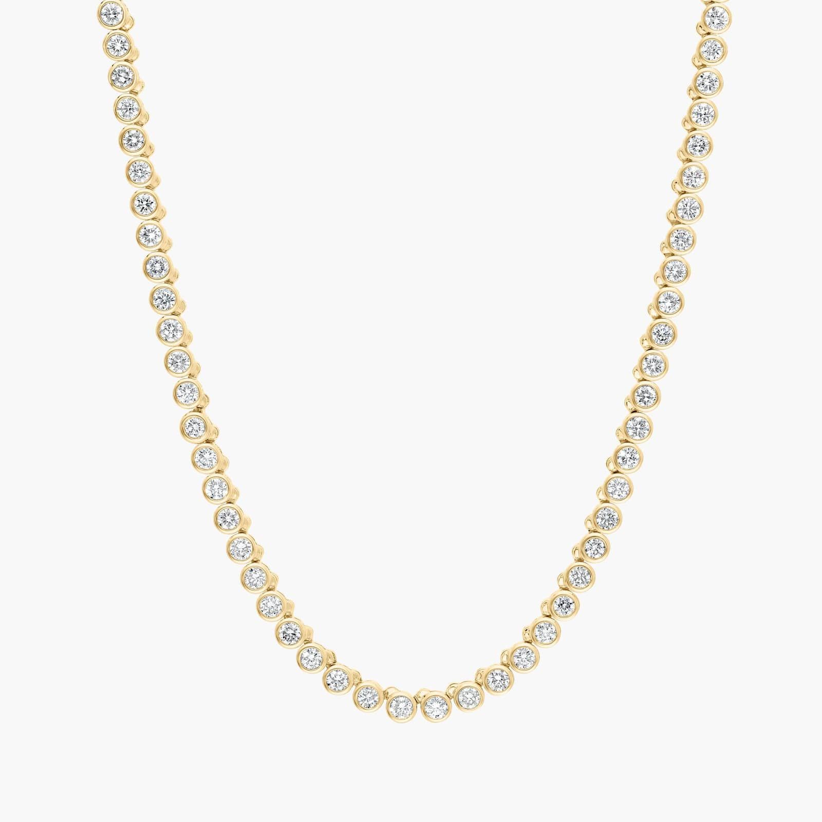 Bezel Tennis Necklace With 5 CTW Round Diamonds in 14K Yellow Gold