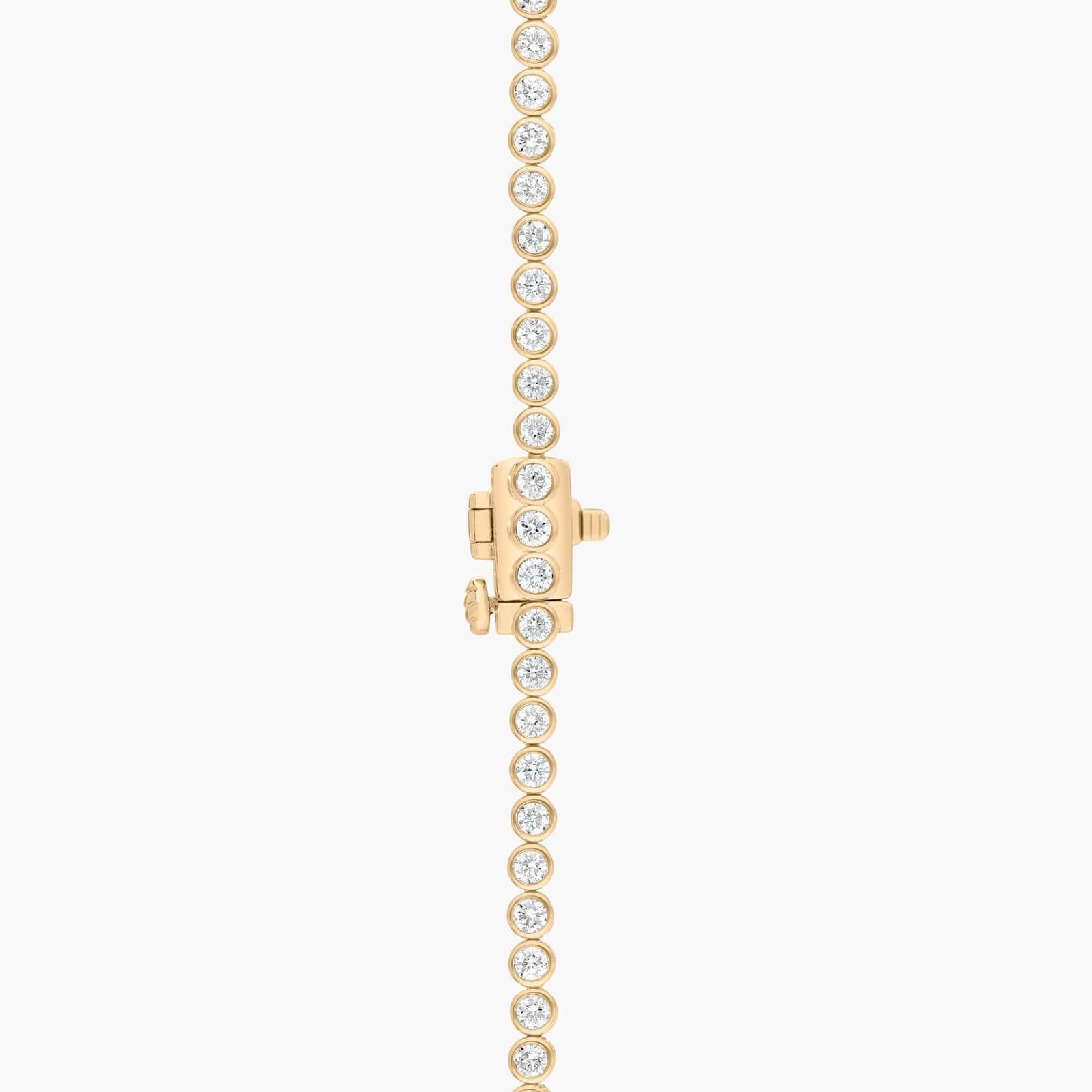 Bezel Tennis Necklace With 5 CTW Round Diamonds in 14K Yellow Gold