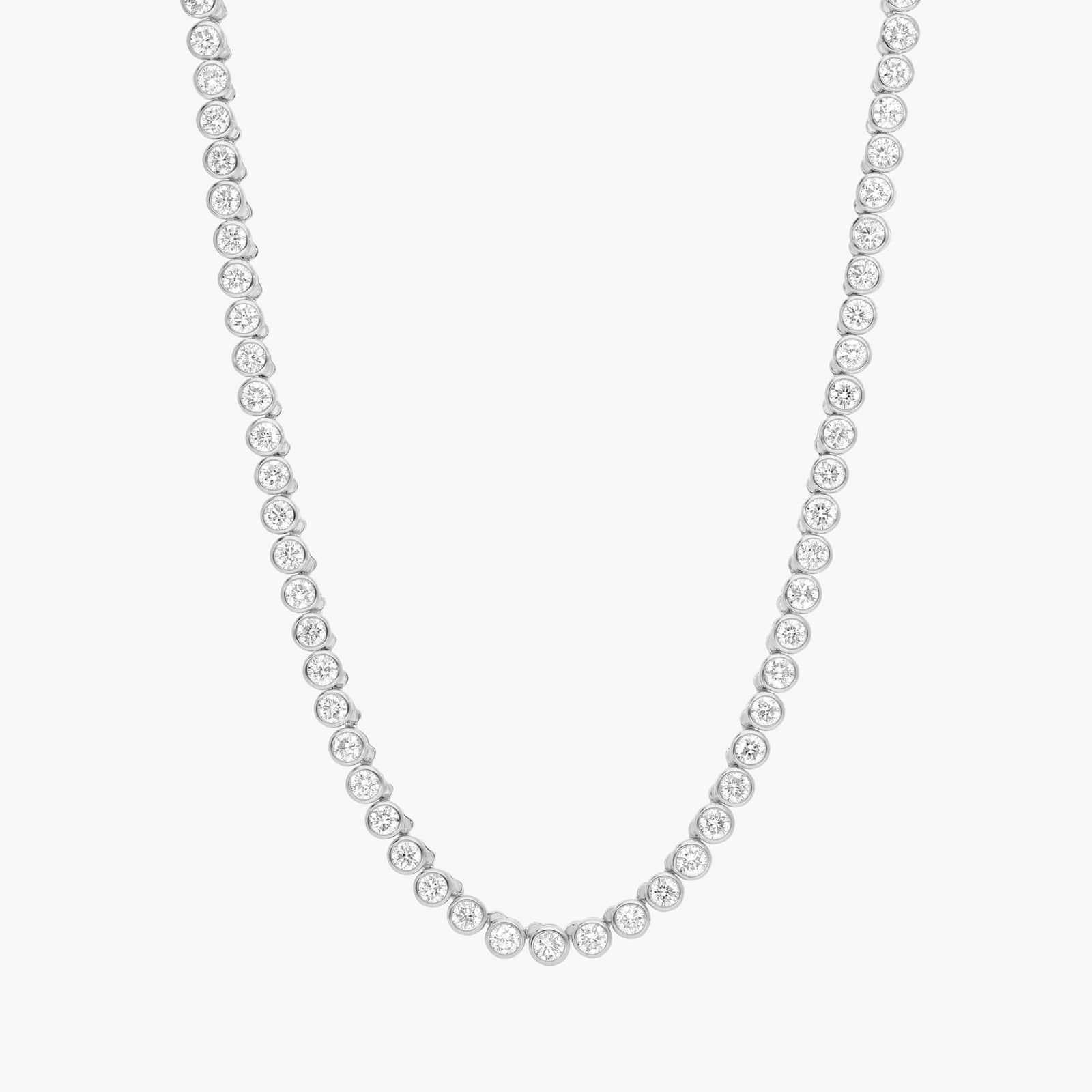 Bezel Tennis Necklace With 7 CTW Round Diamonds in 14K White Gold