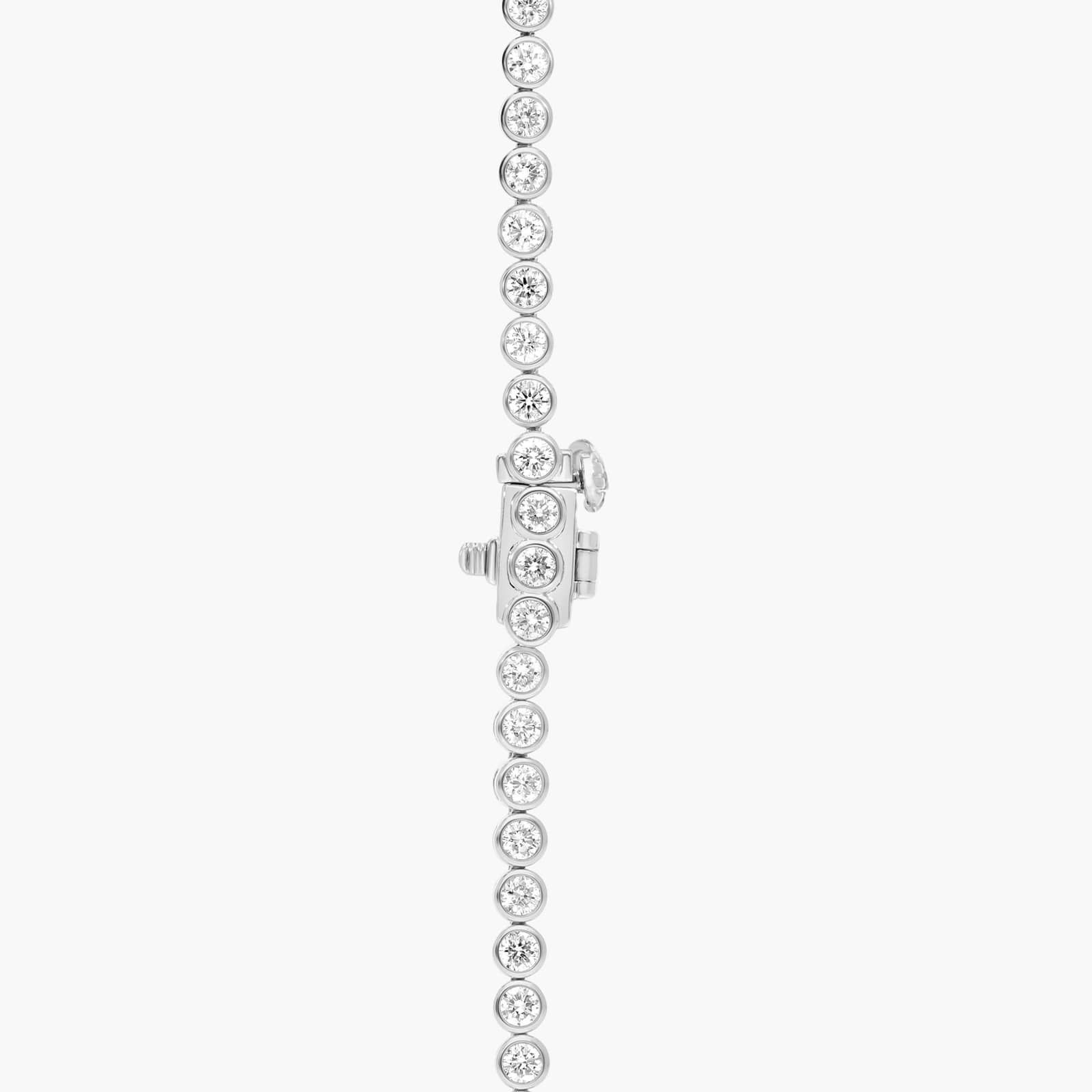 Bezel Tennis Necklace With 7 CTW Round Diamonds in 14K White Gold