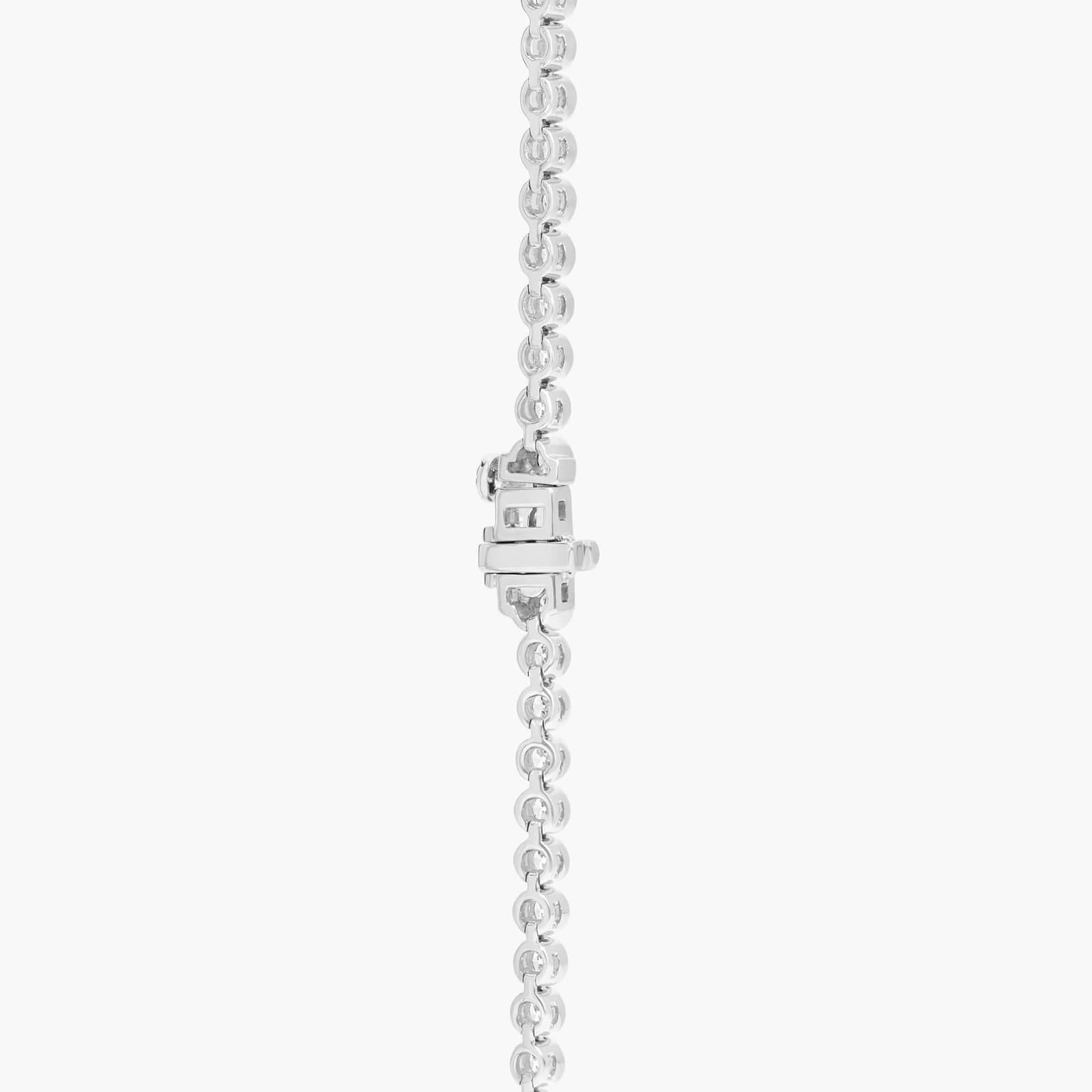 Bezel Tennis Necklace With 7 CTW Round Diamonds in 14K White Gold