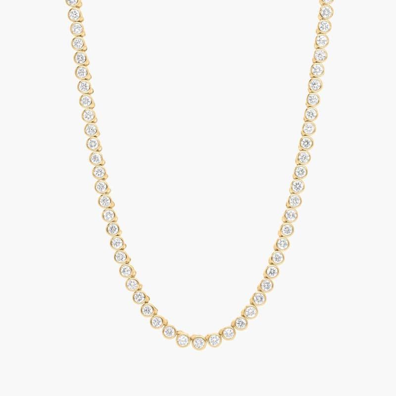Bezel Tennis Necklace With 7 CTW Round Lab-Grown Diamonds in 14K Yellow Gold