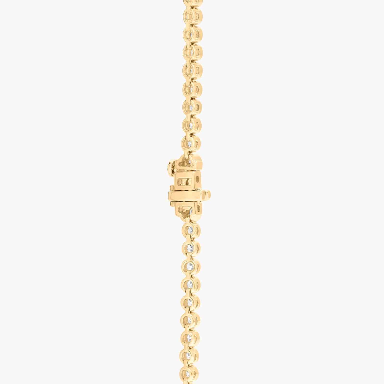 Bezel Tennis Necklace With 7 CTW Round Diamonds in 14K Yellow Gold