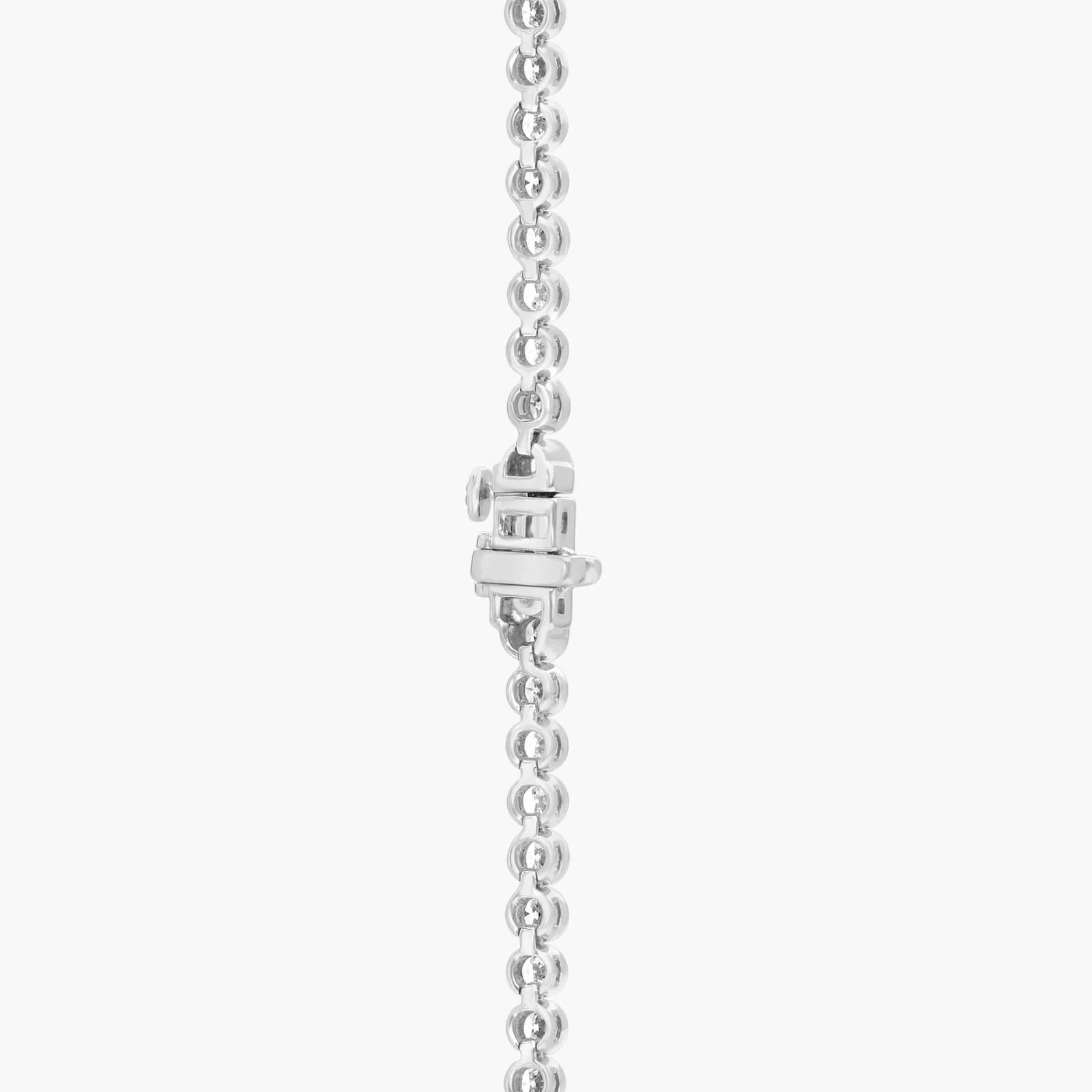 Bezel Tennis Necklace With 10 CTW Round Diamonds in 14K White Gold