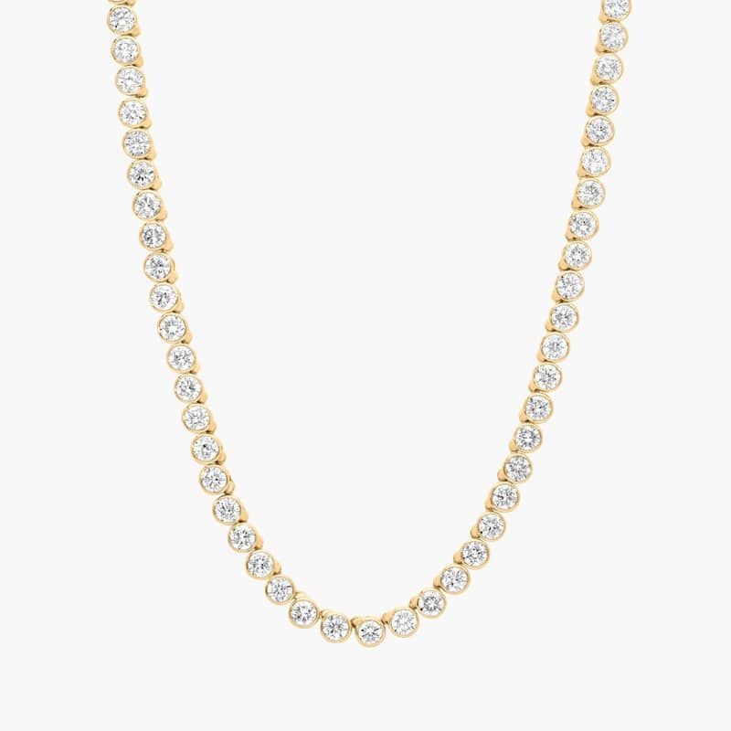 Bezel Tennis Necklace With 10 CTW Round Lab-Grown Diamonds in 14K Yellow Gold